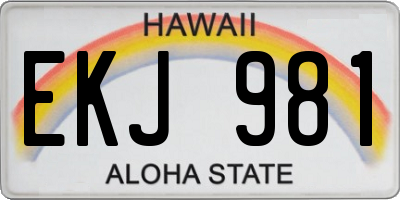 HI license plate EKJ981