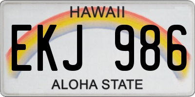 HI license plate EKJ986