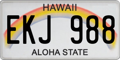 HI license plate EKJ988