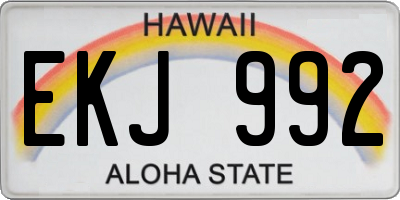 HI license plate EKJ992