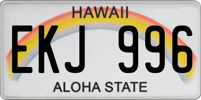 HI license plate EKJ996