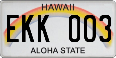 HI license plate EKK003