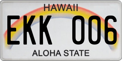 HI license plate EKK006