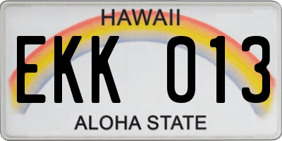 HI license plate EKK013