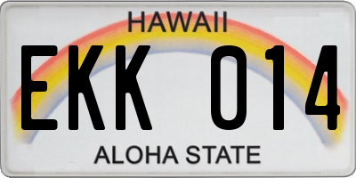 HI license plate EKK014