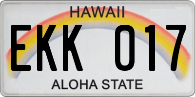 HI license plate EKK017