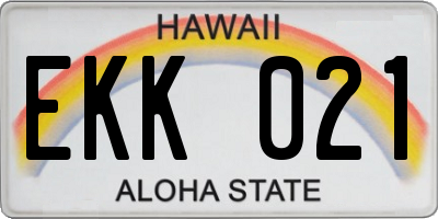 HI license plate EKK021