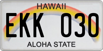 HI license plate EKK030