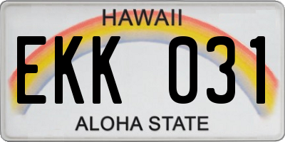 HI license plate EKK031
