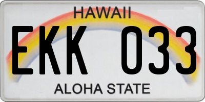 HI license plate EKK033