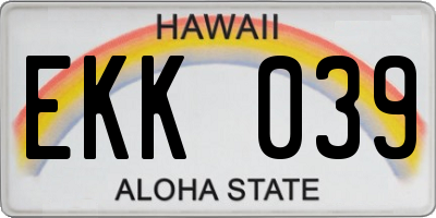 HI license plate EKK039