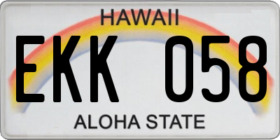 HI license plate EKK058