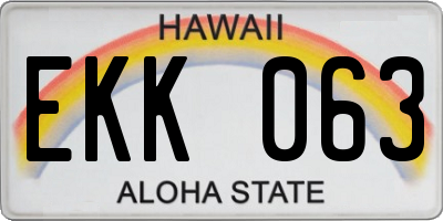 HI license plate EKK063