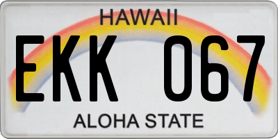 HI license plate EKK067
