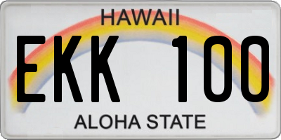 HI license plate EKK100