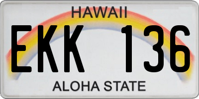 HI license plate EKK136