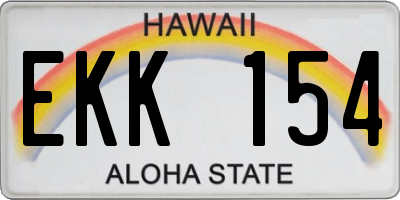 HI license plate EKK154
