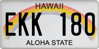 HI license plate EKK180