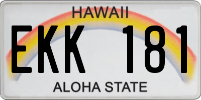 HI license plate EKK181