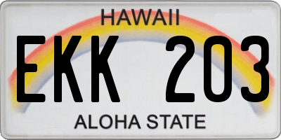 HI license plate EKK203
