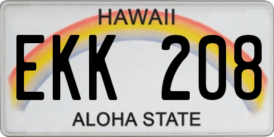 HI license plate EKK208