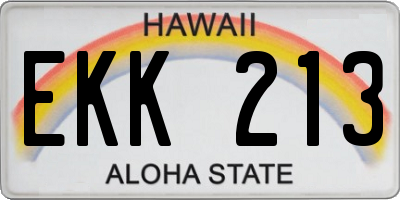 HI license plate EKK213