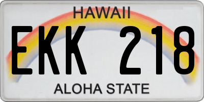 HI license plate EKK218