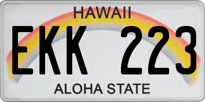 HI license plate EKK223