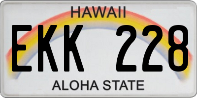 HI license plate EKK228