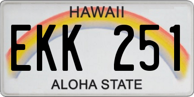 HI license plate EKK251