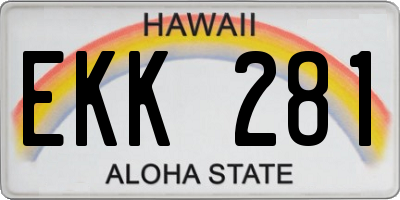 HI license plate EKK281