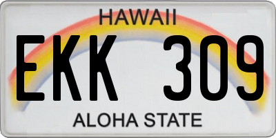 HI license plate EKK309