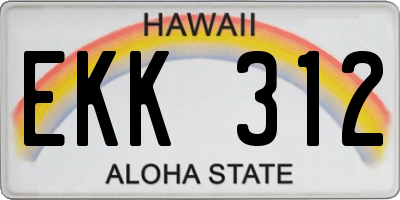 HI license plate EKK312