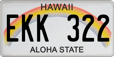 HI license plate EKK322