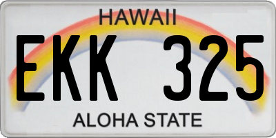 HI license plate EKK325