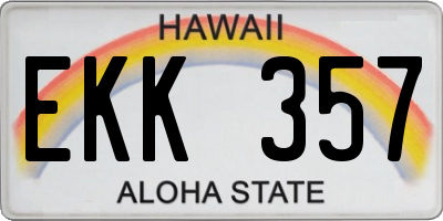 HI license plate EKK357