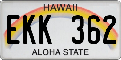 HI license plate EKK362