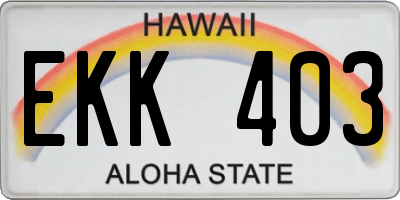 HI license plate EKK403