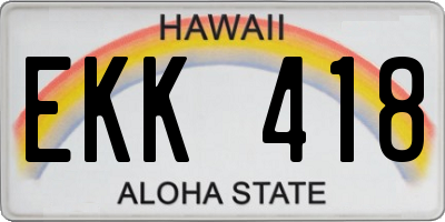 HI license plate EKK418