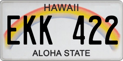 HI license plate EKK422
