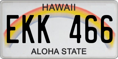 HI license plate EKK466