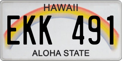HI license plate EKK491