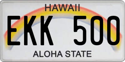 HI license plate EKK500