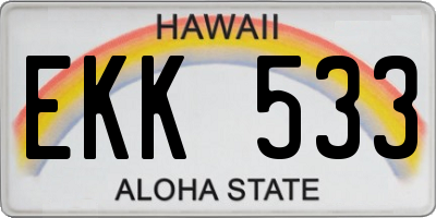 HI license plate EKK533