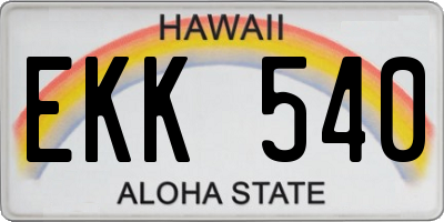 HI license plate EKK540
