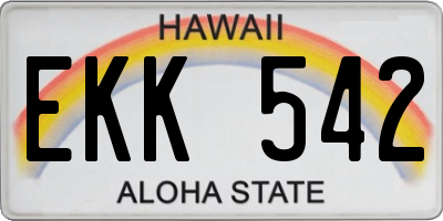 HI license plate EKK542