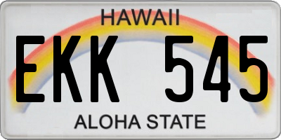 HI license plate EKK545