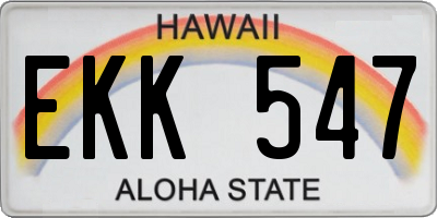 HI license plate EKK547