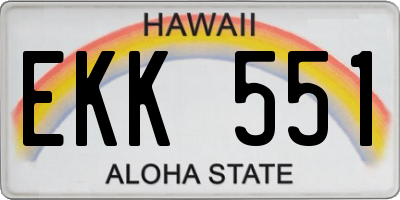 HI license plate EKK551