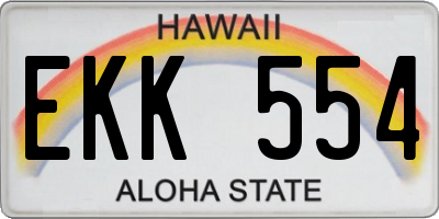 HI license plate EKK554